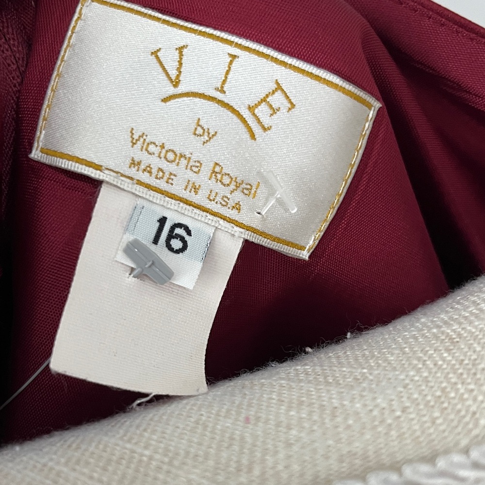 Vie by Victoria Royal Chic Burgundy Reversible Satin Blouse VTG USA RARE SZ 16 - Picture 2 of 15